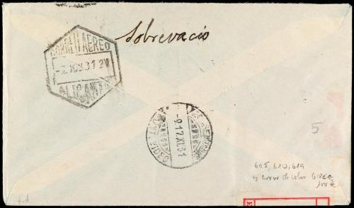 ✉ ESPAÑA. Ed. 618cc, 615, 617, 619. 1931. MADRID a MONTEVIDE