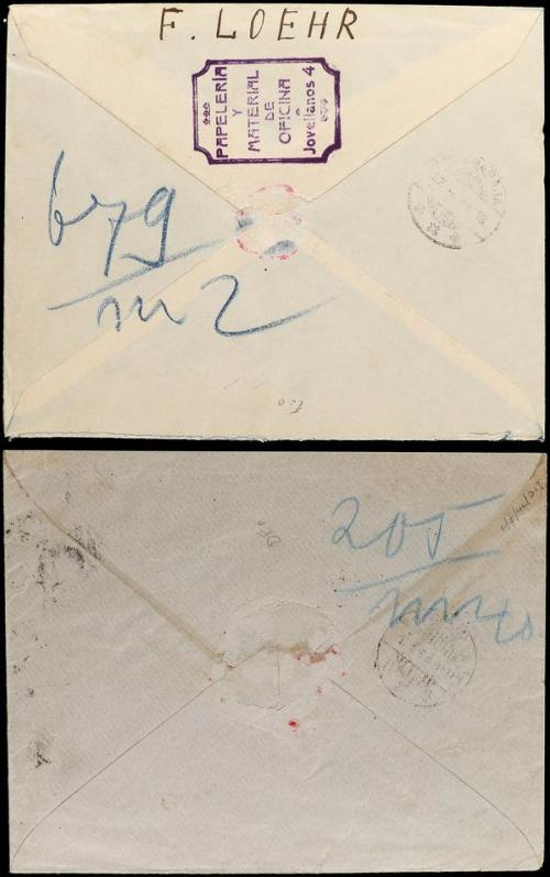 ✉ ESPAÑA. 1931-34. Dos cartas certificadas circuladas a SOER