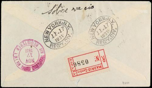 ✉ ESPAÑA. Ed. 617cc, 615, 619. 1937. MADRID a NEW YORK. 10 c