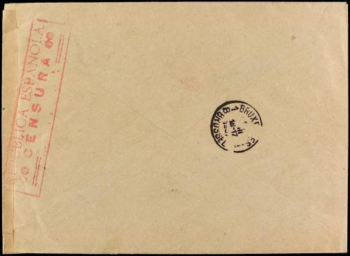 ✉ ESPAÑA GUERRA CIVIL. 1937. VINEBRE a BRUSELAS. Precioso fr