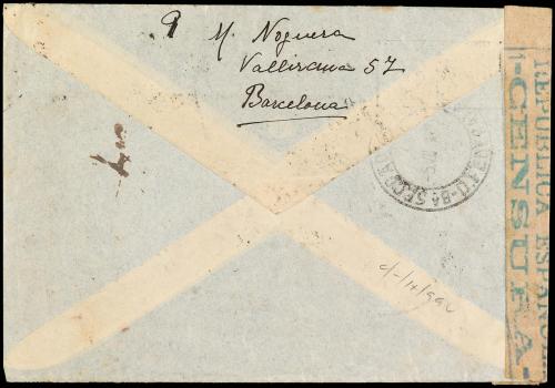 ✉ ESPAÑA. Ed. 673 (3), 674, 752 (2). 1938. BARCELONA a RÍO D