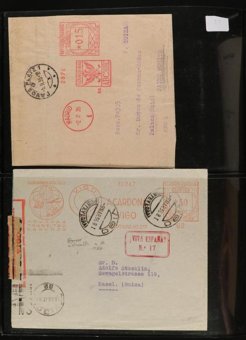 ✉ ESPAÑA. 1934-38. FRANQUEO MECÁNICO. Conjunto de 19 cartas 