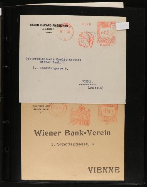 ✉ ESPAÑA. 1934-38. FRANQUEO MECÁNICO. Conjunto de 19 cartas 