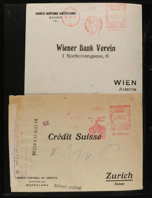 ✉ ESPAÑA. 1934-38. FRANQUEO MECÁNICO. Conjunto de 19 cartas 