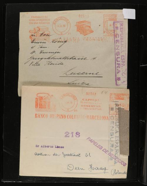 ✉ ESPAÑA. 1934-38. FRANQUEO MECÁNICO. Conjunto de 19 cartas 