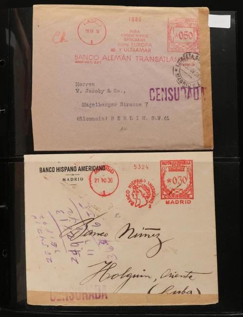 ✉ ESPAÑA. 1934-38. FRANQUEO MECÁNICO. Conjunto de 19 cartas 