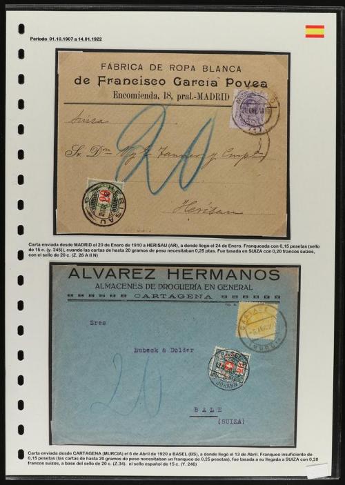 ✉ ESPAÑA. 1910-30. Conjunto de ocho cartas circuladas a Suiz