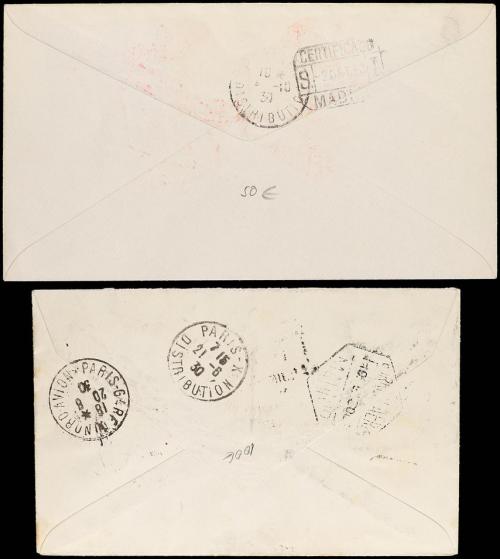 ✉ ESPAÑA. 1930. Dos cartas circuladas a FRANCIA con sellos d
