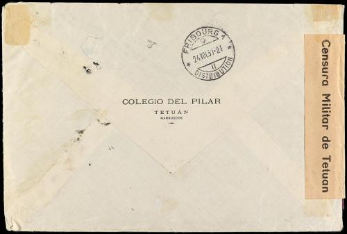 ✉ MARRUECOS. Ed. 138, 150 (4), 154 (2). 1937. TETUAN a SUIZA