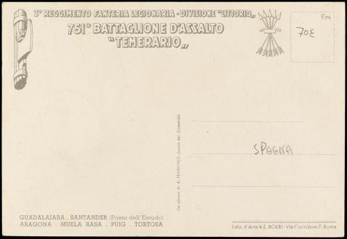 ✉ ESPAÑA GUERRA CIVIL. ITALIANOS EN ESPAÑA. Tarjeta Postal d
