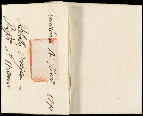 ✉ ESPAÑA: PREFILATELIA. 1790. BARCELONA a GÉNOVA. Marca B / 