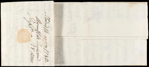 ✉ ESPAÑA: PREFILATELIA. 1784. MADRID a GÉNOVA. Marca al dors