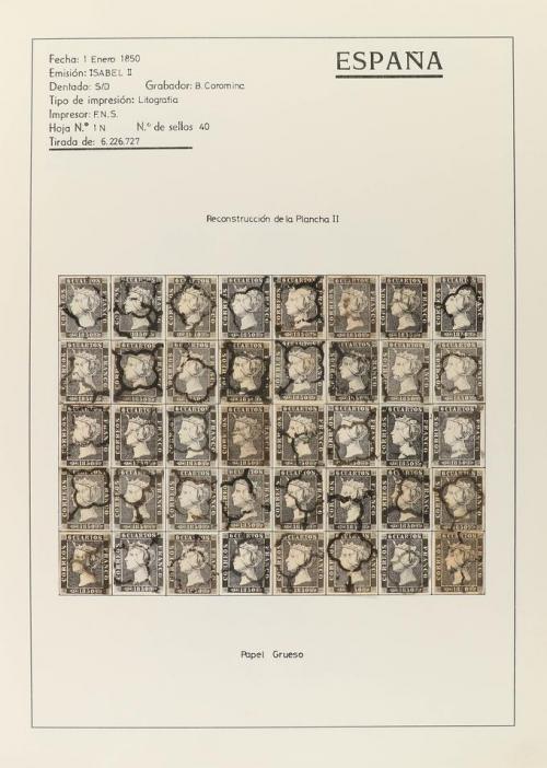 */° ✉ ESPAÑA. Ed. 1 y 1A. 6 cuartos negro, pl. I y II. Resto