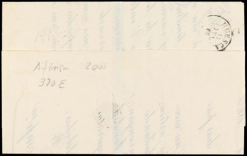 ✉ ESPAÑA. Ed. 81. 1866. MADRID a HUESCA. 4 cuartos azul. Mat