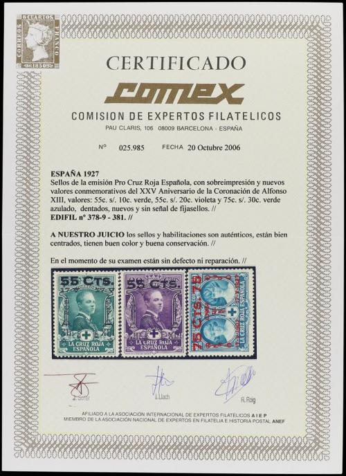 ** ESPAÑA. Ed. 373/87. SERIE COMPLETA. LUJO. Cert. COMEX. Ca