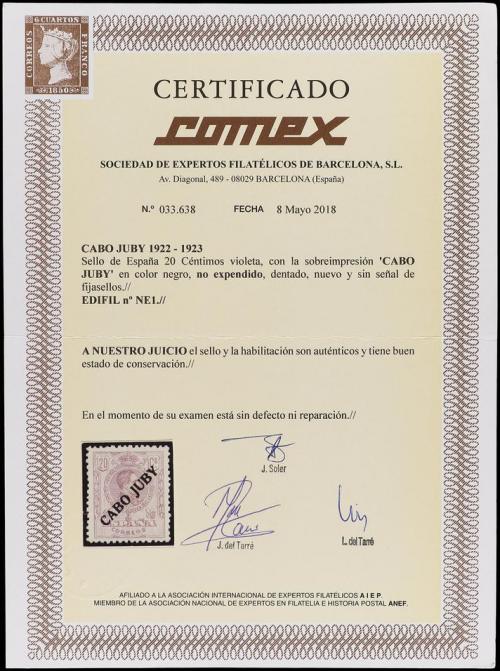 ** COLONIAS ESPAÑOLAS: CABO JUBY. Ed. NE 1. NO EMITIDO. 20 c