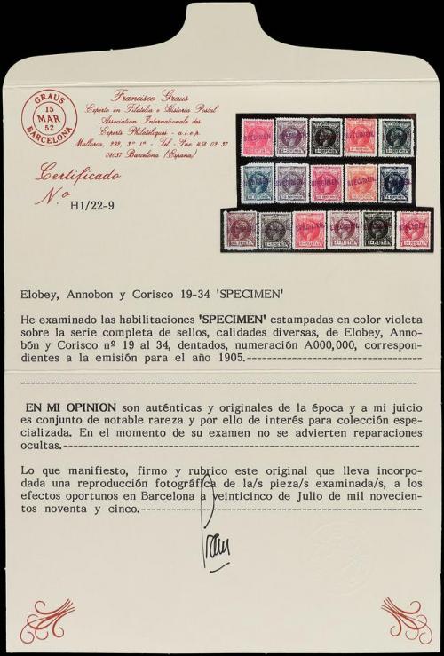 * COLONIAS ESPAÑOLAS: ELOBEY, ANNOBON Y CORISCO. Ed. 19/34M.
