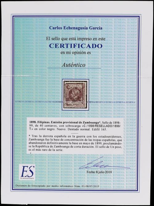 ** COLONIAS ESPAÑOLAS: FILIPINAS. Ed. 163A. 40 cts. violeta.