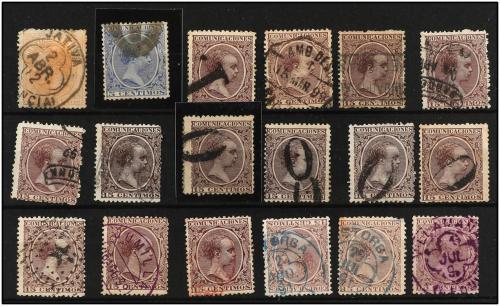 LOTES y COLECCIONES. 1873-1890. CONJUNTO de seis fichas con 