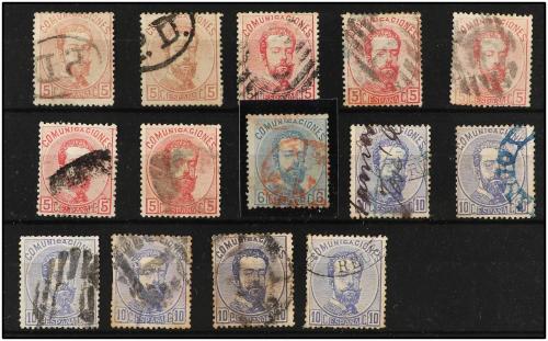 LOTES y COLECCIONES. 1873-1890. CONJUNTO de seis fichas con 