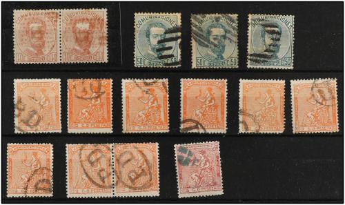 LOTES y COLECCIONES. 1873-1890. CONJUNTO de seis fichas con 