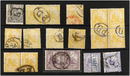 LOTES y COLECCIONES. 1873-1890. CONJUNTO de seis fichas con 