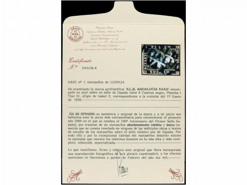 ° ESPAÑA. Ed. 1. 6 cuartos negro, tipo I, posició 21. Mat. S