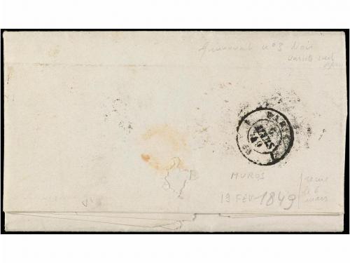 ✉ ESPAÑA: PREFILATELIA. 1849. MUROS a PARÍS. Marca MUROS/GAL
