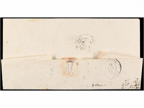 ✉ ESPAÑA. Ed. 52. 1860. SUECA a GANDIA. 4 cuartos amarillo, 