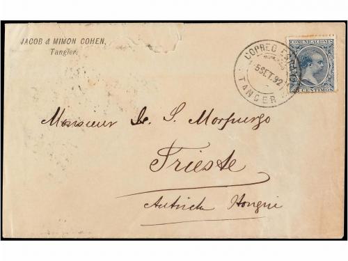 ✉ MARRUECOS. 1892. TANGER a AUSTRIA. Circulado con sello de 