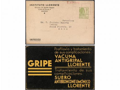 ✉ ESPAÑA ENTEROS POSTALES. Tarjeta Postal de 2 cts. oliva de