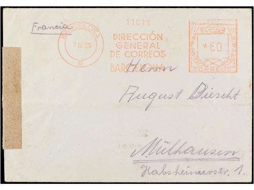 ✉ ESPAÑA GUERRA CIVIL. 1938. BRIGADAS INTERNACIONALES. Sobre