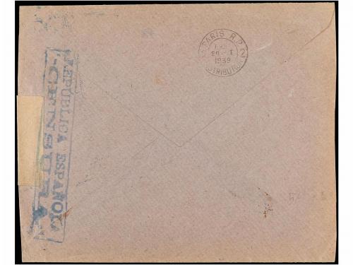 ✉ ESPAÑA GUERRA CIVIL. 1939 (11 Enero). VALENCIA a PARÍS. Fr