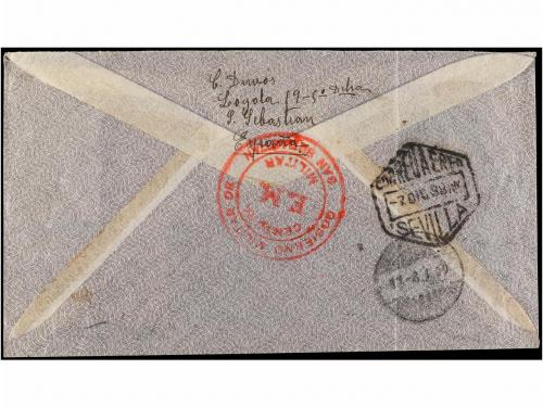 ✉ ESPAÑA. Ed. 845 (8), 846 (3). 1938. SEVILLA a URUGUAY. 50 