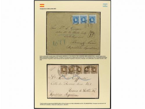 ✉ ESPAÑA. 1903-32. CUATRO cartas dirigidas a ARGENTINA, dos 