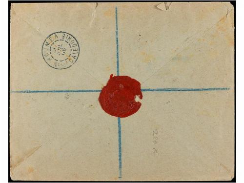 ✉ ESPAÑA. Ed. 241 (3), 246 (3). 1906. BARCELONA a NOUMEA (Nu