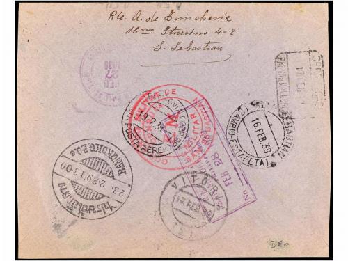 ✉ ESPAÑA. Ed. 829, 860 (2). 1939. SAN SEBASTIÁN a TARLAC (Fi