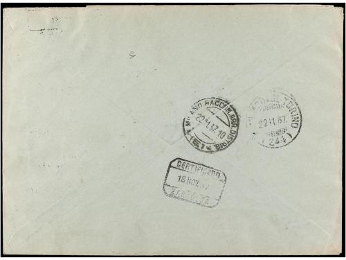 ✉ ESPAÑA GUERRA CIVIL. 1937. ÉPILA a MILÁN. 1 pta. azul y HB