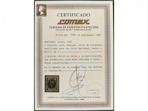 * COLONIAS ESPAÑOLAS: MARIANAS. Ed. 4. 6 cts. azul. MAGNÍFIC