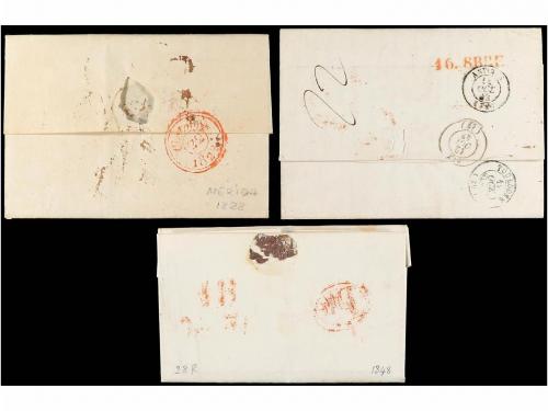 ✉ ESPAÑA: PREFILATELIA. 1828-48. MADRID. Tres cartas con mar