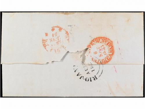✉ BRASIL. 1853. RÍO DE JANEIRO a CÁDIZ. Carta completa marca