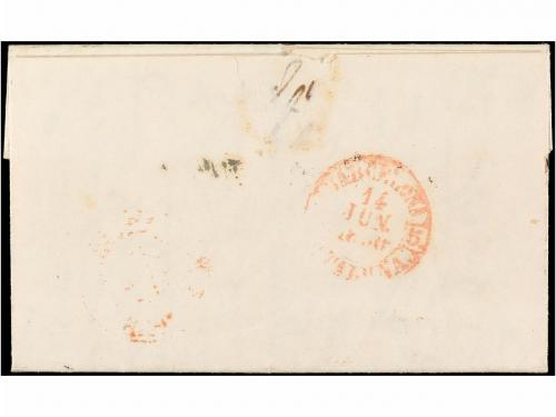 ✉ ESPAÑA. Ed. 1A. 1850. ORIHUELA a BARCELONA. 6 cuartos negr