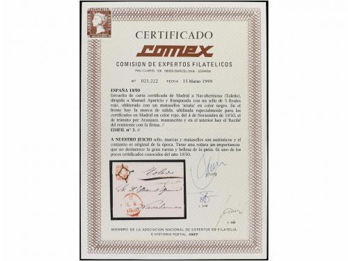 ✉ ESPAÑA. Ed. 3. 1850. MADRID a NAVALHERMOSA. Sobre completo