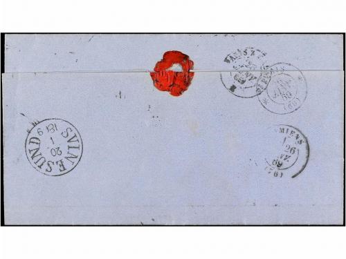 ✉ NORUEGA. Yv. 7, 8, 9. 1869. FREDERIKSHALD a FRANCIA. 3 sk.