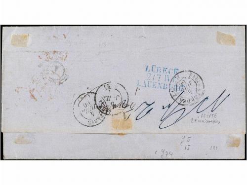 ✉ DINAMARCA. Yv. 4, 15. 1866. COPENHAGEN a FRANCIA. 4 s. ver