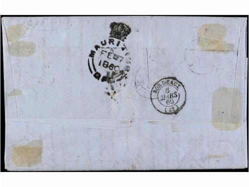 ✉ MAURICIO. Sg. 42 (2), 44. 1860. MAURICIO a BORDEAUX (Franc