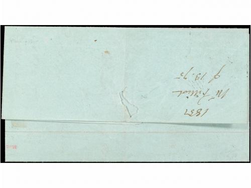 ✉ SUIZA. Yv. 7. 1852. GENEVE a LANCY. 5 cts. negro y rojo. M