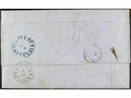 ✉ NORUEGA. Yv. 2, 4, 5 (9). 1858. FREDERIKSHALD a LA ROCHELL