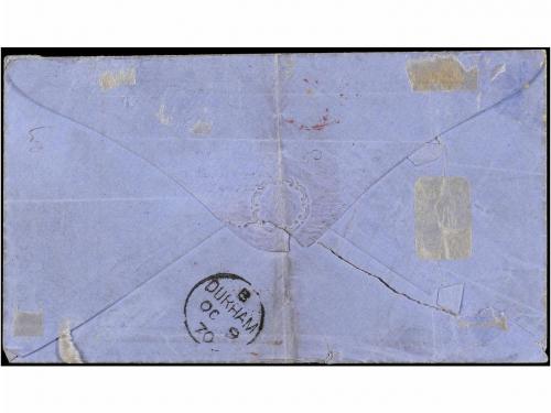 ✉ AFRICA DEL SUR. Sg. 31. 1870. NATAL to ENGLAND. 1 sh. gree