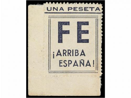 ESPAÑA GUERRA CIVIL. FALANGE ESPAÑOLA. 1 pta. azul ARRIBA ES